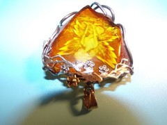 HAND CARVED REVERSE INTAGLIO BALTIC AMBER PENDANT FAIRY NYMPH LADY IN 925 SILVER