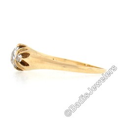 Antique Victorian 14k Gold 0.68ctw GIA Old Mine Belcher Prong Diamond Band Ring