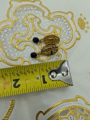 Vtg Erwin Pearl Earrings Medallion Drop Dangle Gold Tone Etruscan Greco Roman