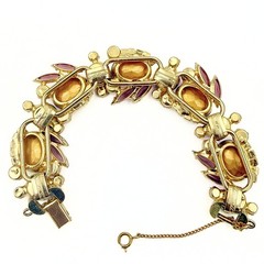Vintage Juliana Watermelon Heliotrope Rhinestone Glass Gold Plated Bracelet