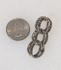 Vintage FAS Sterling Silver Marcasite Drop Dangle 1.75″ Post Earrings 11 Grams
