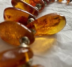 Amber Baltic Honey Cognac Necklace Choker 81.7g Rare VTG Silver Plated Read