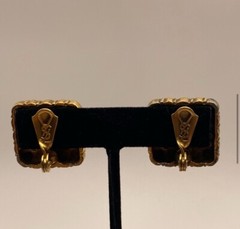 Vintage YSL Yves Saint Laurent Quilted Clip On with Post Earrings Gold #793