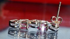 14k multi tone gold 1.03ct natural dia dangle earrings ruby heart treated 2.27gr