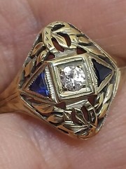 Vintage Art Deco BELAIS 18k Gold Filigree Delicate Ring Size 8
