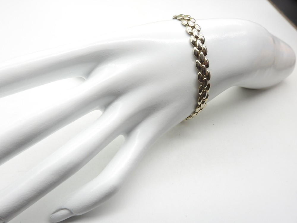 Signed Revlon Gold Tone Metal Train Track Bracelet Vintage
