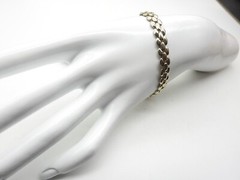 Signed Revlon Gold Tone Metal Train Track Bracelet Vintage