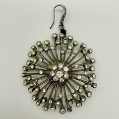 ZOE & SYD Silver Tone Starburst Dangle Earrings Statement Clear Rhinestones VNTG