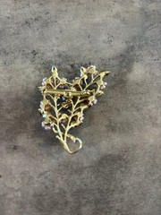 Vintage Flower Brooch Pink Gold Tone Layers