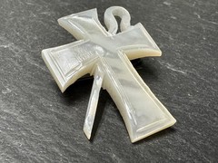 VINTAGE MOTHER OF PEARL CHRISTIAN CROSS & STAFF BROOCH N248