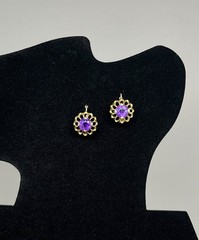 Vintage 14K Yellow Gold 1.00ct Amethyst Halo Jacket Women’s Earring
