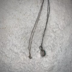 Sterling Silver 925 Box Chain Necklace with Green Oval Stone Pendant Spring Ring