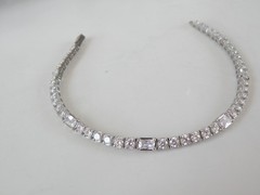 Vintage Sterling Silver 925 Baguette Cubic Zirconia Tennis Bracelet 7″