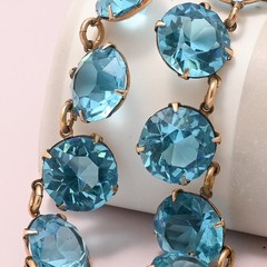 Vtg 1930s Art Deco Open Back Zircon Glass Crystal Gold Filled Necklace