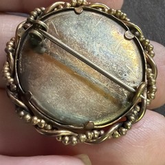 Antique Victorian Gold Fill Braided Mourning Photo c1880 Brooch Pin C Clasp