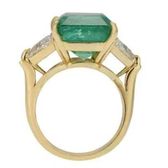 Art Deco Antique 5.50 Ct Green Lab Grown Emerald Vintage Ring 14K Yellow Gold FN