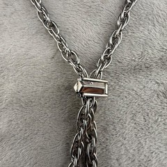 Vintage Lariat Necklace Bolo Slide Silver Tone 21’