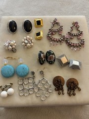 Vintage Fashion Earrings Mixed Lot Multicolor Glass Plastic Metal 10 Pairs
