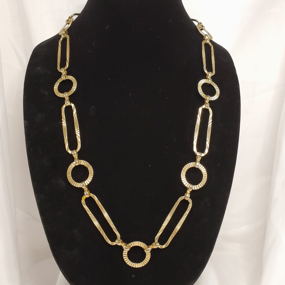 Vintage Korea G&S Gold Tone Statement Necklace Adjustable 27 To 42 inch Length