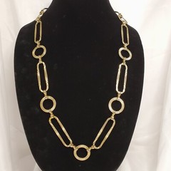 Vintage Korea G&S Gold Tone Statement Necklace Adjustable 27 To 42 inch Length
