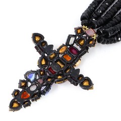 Hanna Bernhard, Haute Couture, Decorative Cross Necklace in Purple/Black