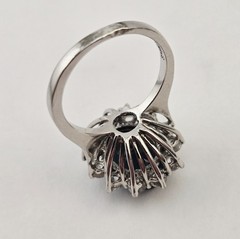 Vintage Sterling Silver Blue Topaz Halo Cocktail Dome Ring Size 6 – 5g