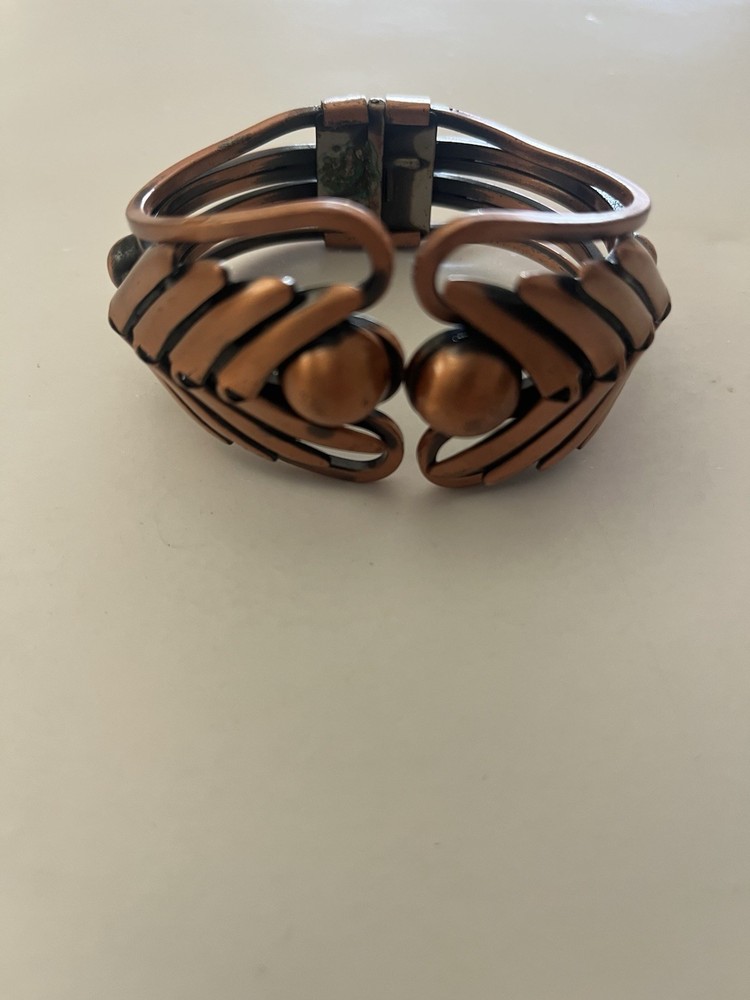 vintage hinged copper bracelet Matisse Renoir Style
