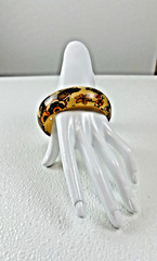 Womens Bangle Bracelet Boho Chic Classic Retro Floral Patterned Lucite Vintage
