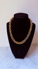 Vintage Signed Gold Brass Plated Chain Link Necklace Choker 17” Elegant…