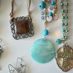 VTG and Modern 19 Piece Turquoise/Coral Costume Jewelry Lot Variety Materials