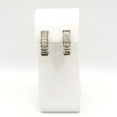 Clear Baguette Sparkly Rhinestone Hinged Clip On Small Hoop Vintage Earrings