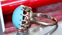 10k rose gold size 3 ring 2.50ct turquoise solitaire 1890’s antique 2.71gr N3188