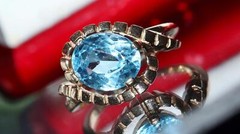 10k yellow gold ring 2.50ct blue topaz solitaire size 5.5 vintage 4.00gr N3511