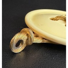 Vintage TRIFARI Pendant Button Gold Tone Cream Oversized Sewing
