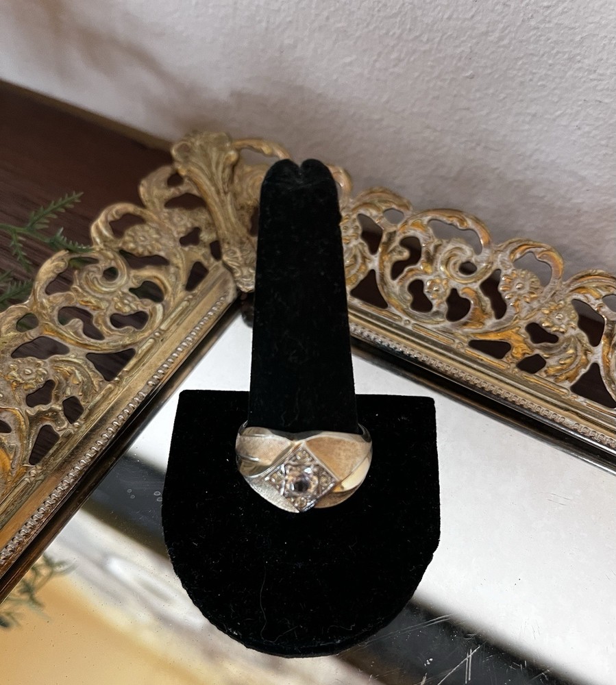 Vintage 10k Gold Filled Faux Diamond With Rhinestones Statement Ring11.75