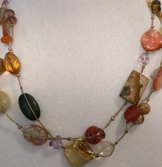 VTG Lia Sophia Bohemian Semi Precious & Glass Bead Necklace 38″ Long 0636