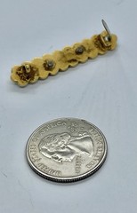 Antique Victorian Enamel Black Bar inset Seed Pearl Center Mourning Brooch