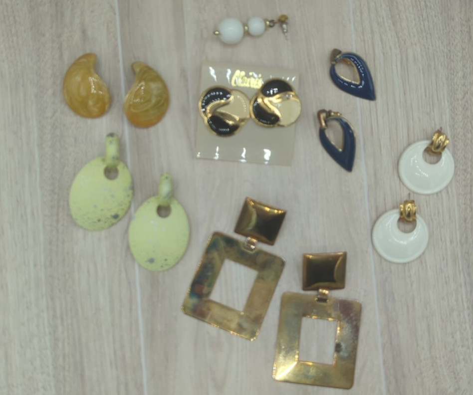 Vtg 80’s-90’s Big Enamel Earrings Geometric Retro Lot