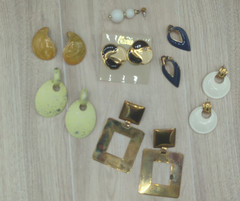 Vtg 80’s-90’s Big Enamel Earrings Geometric Retro Lot