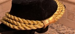 Signed VPH Valerie Peyton Horn 3 STRAND Gold Thread Twisted 17” Necklace