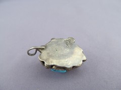 VINTAGE OLD PAWN STERLING NAVAJO LUCY C. CLUSTER BRANCH CORAL TURQUOISE PENDANT