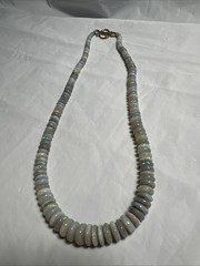 Graduating Strand Genuine Natural Opal Beads 14k Gold Clasp Estate 17.75” -24.2g