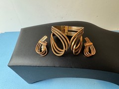 Vintage Renoir Rhythm Copper Cuff Bracelet And Earrings