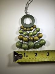 Vintage Aarikka Torikontti Green Geometric Kinetic 60s Pendant Necklace Finland