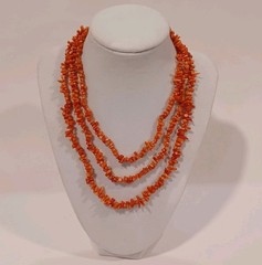 Vintage Long Chip Red Coral Necklace 25″ Long No Clasp