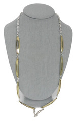 Liz Claiborne Station Necklace 2 Tone Elongated Hammered Ovals Industrial Granny