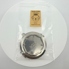 VTG Modern 2016 Commemorative Oversized Silver Tone Round Photo Locket Pendant