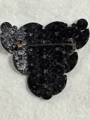 Antique Czech Black Glass Brooch Art Deco French Jet Gothic Mourning Jewelry Pin