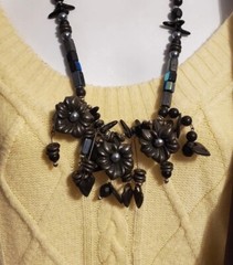 Vintage Roxsann Chunky Charm Necklace 1980s Designer Floral Multitone EXCELLENT