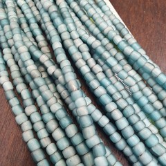Sky blue white heart 5.5-7 mm Czech Republic glass beads long strand necklace